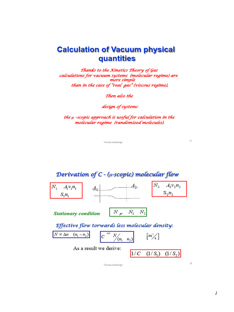 Vacuum Technology: Molecular Flow Calculations | PDF | Gases | Physics