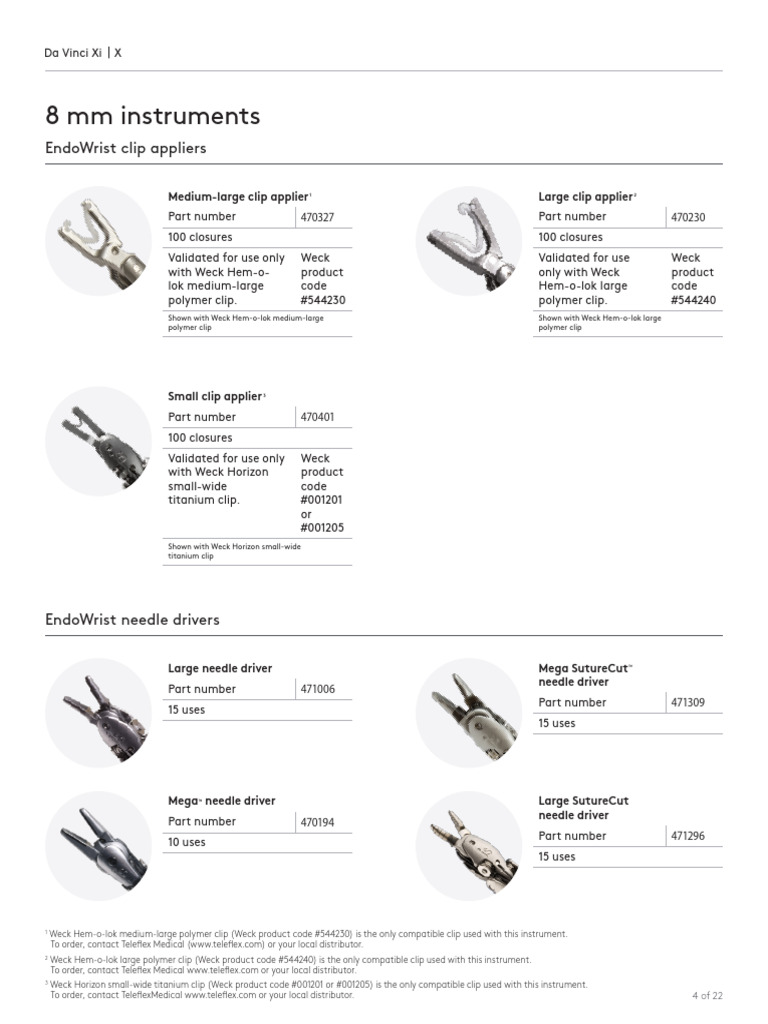 Da Vinci X Xi Instruments Accessories Catalog Pages 4 | PDF