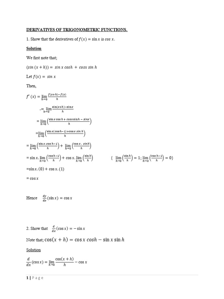 Math 121 Notes Trigonometric PDFD | PDF | Logarithm | Mathematical Analysis
