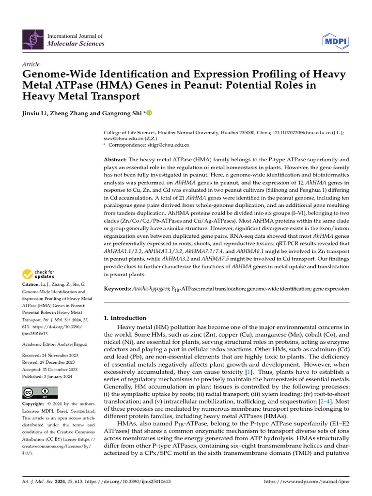 Genome-Wide Identification and Expression Profiling of Heavy Metal ...