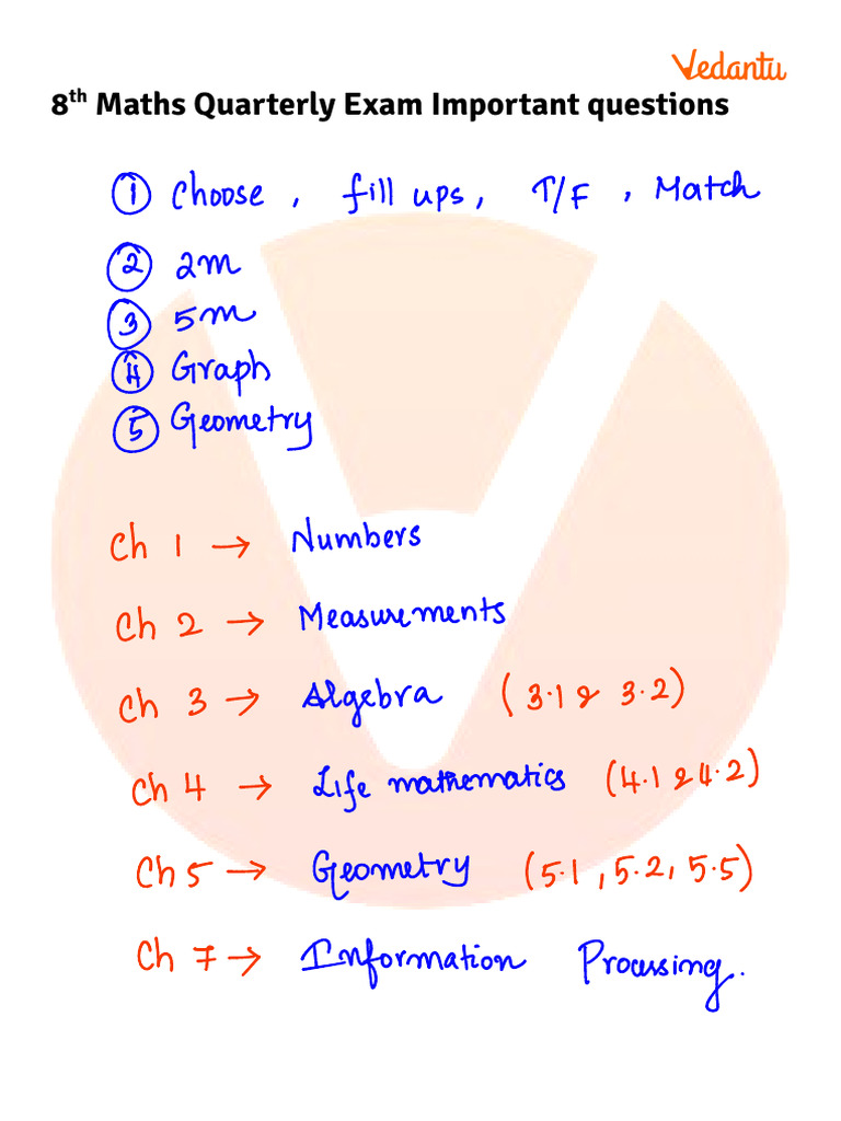 8 Maths Quarterly Exam Important Questions | PDF