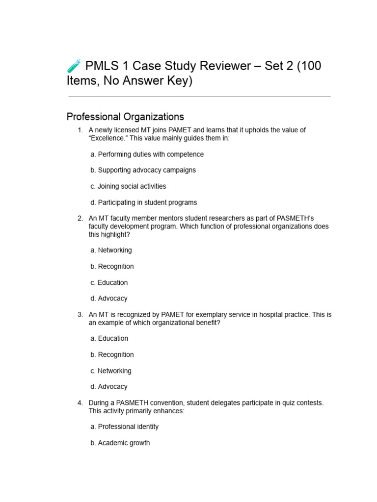 PMLS 1 Case Study Reviewer Set 2 | PDF | Biopsy | Clinical Medicine
