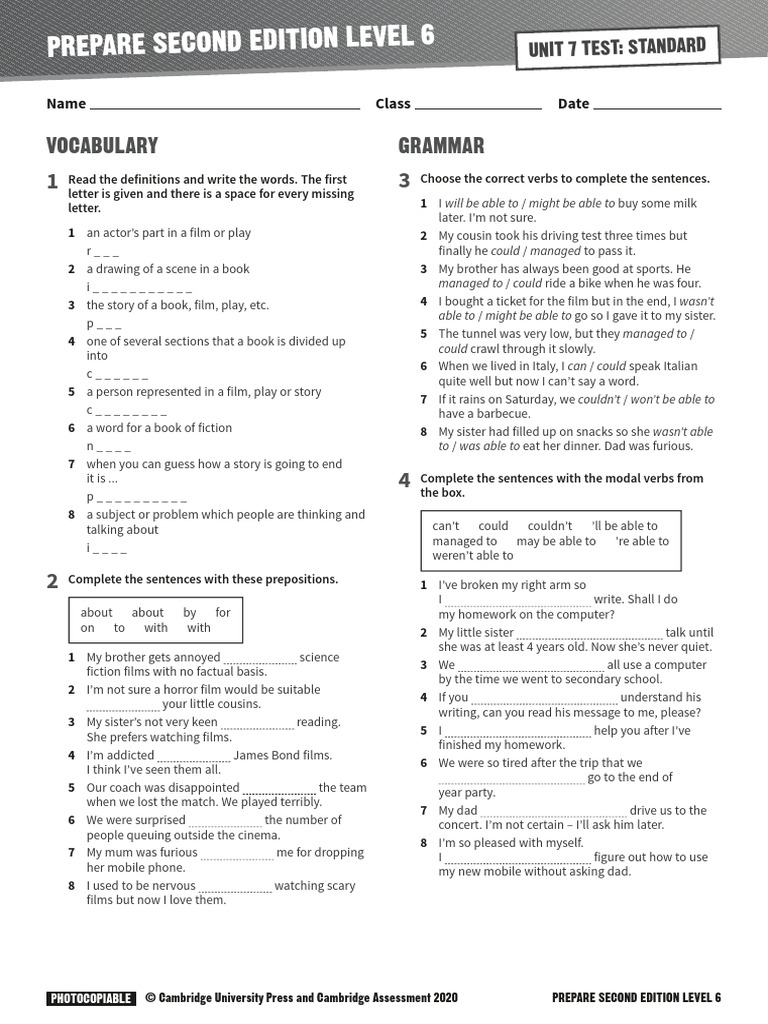 Level 6 Unit 7 Test Preparation | PDF | Linguistics | Linguistic Typology