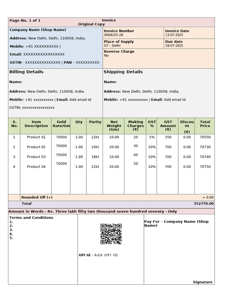Jewellery Invoice Template Example | PDF | Invoice