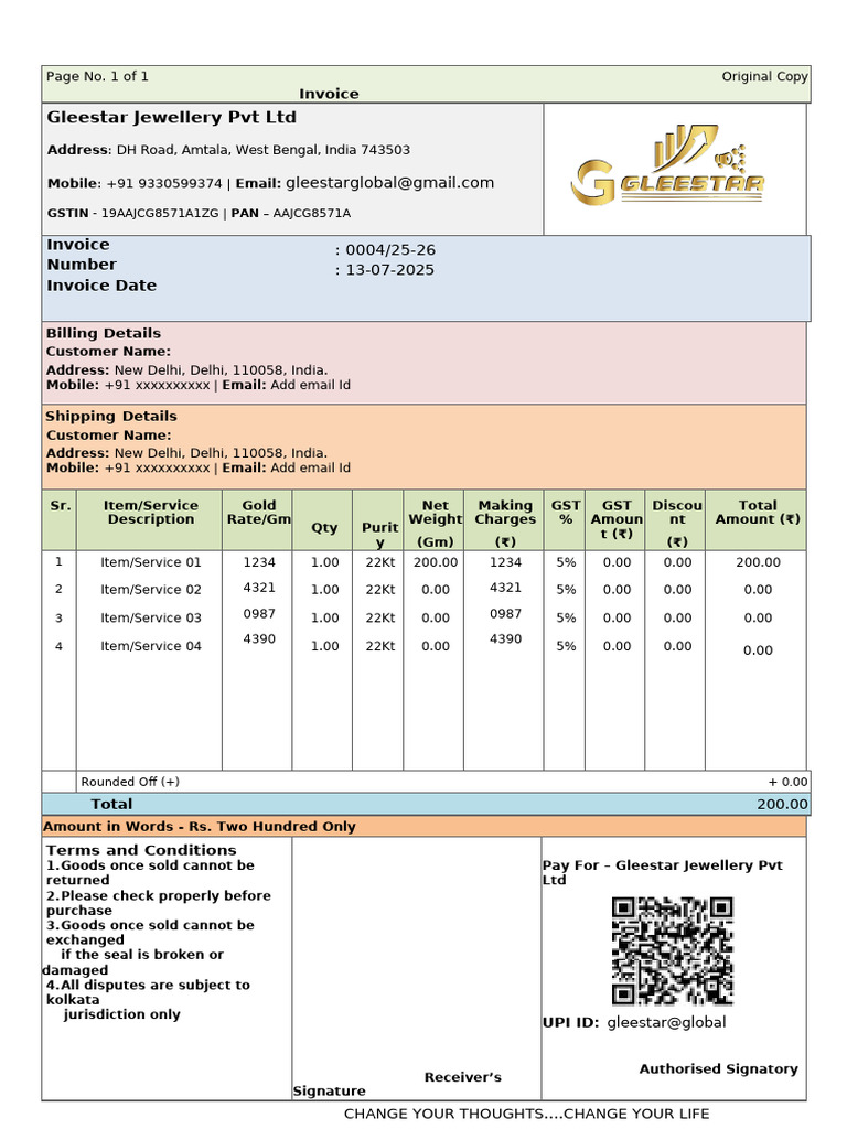 Jewellery Invoice Template Format | PDF | Invoice