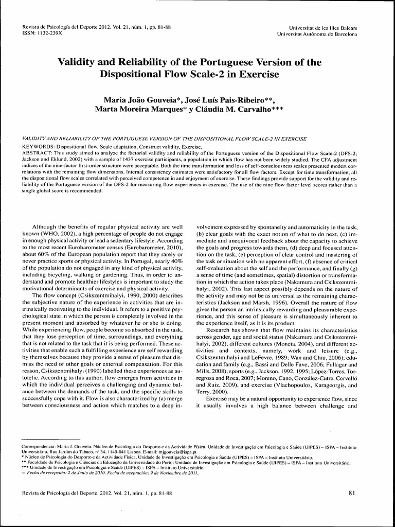 Validity and Reliability of The Portuguese Version of The Dispositional ...