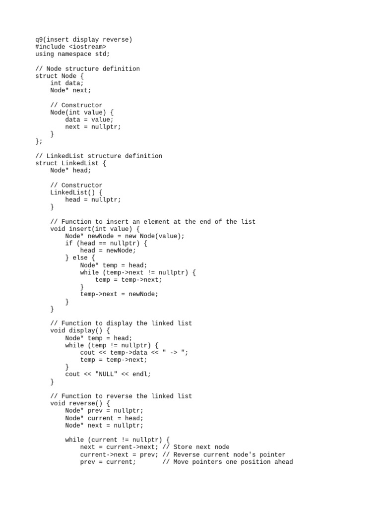 q9) Insert Display Reverse | PDF | Pointer (Computer Programming ...