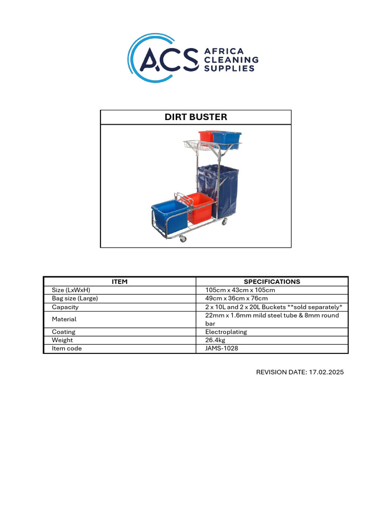 Dirt-Buster - Spec Sheet | PDF