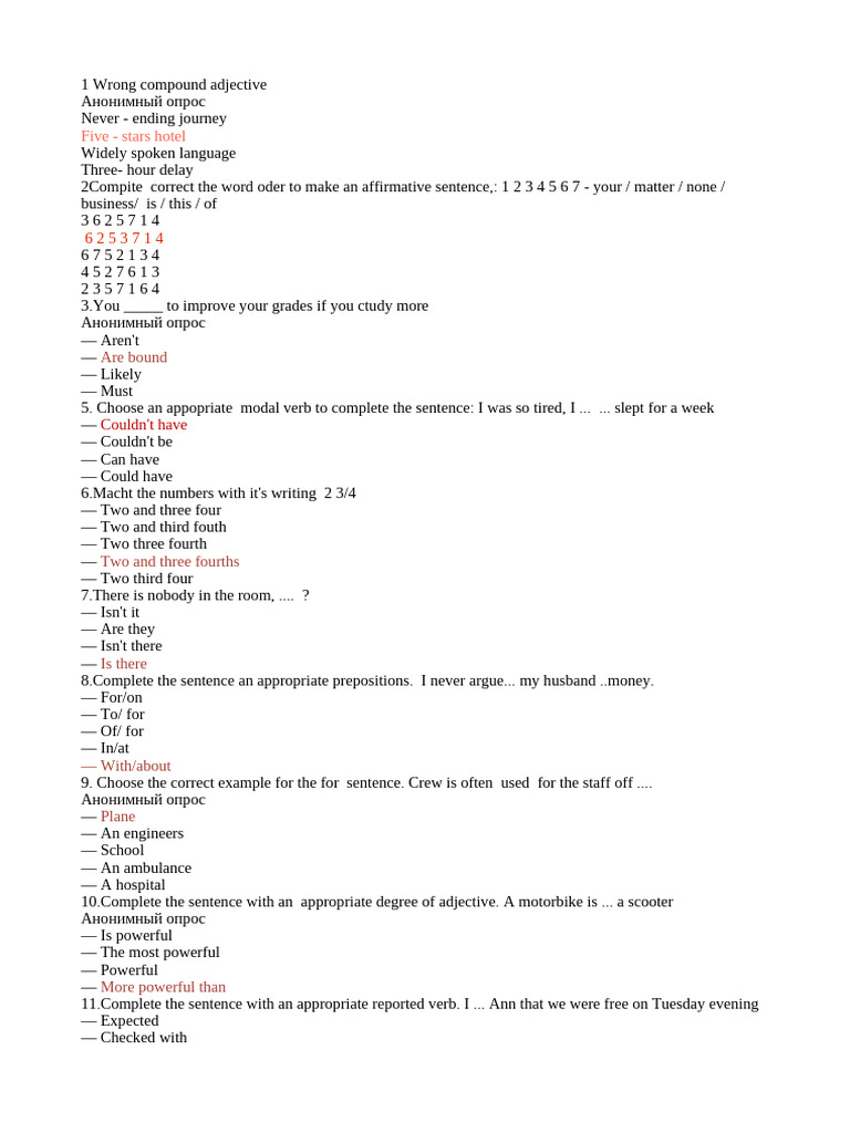 English Grammar Exercises and Answers | PDF | Language Mechanics ...