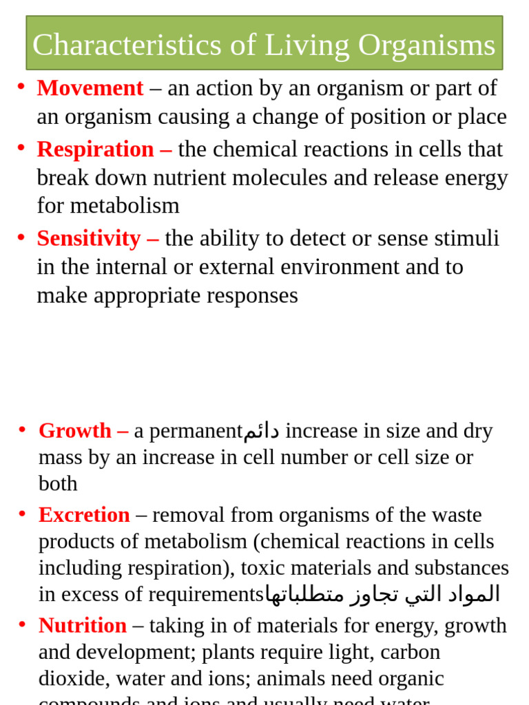 Characteristics and Classification of Life | PDF | Cell (Biology ...