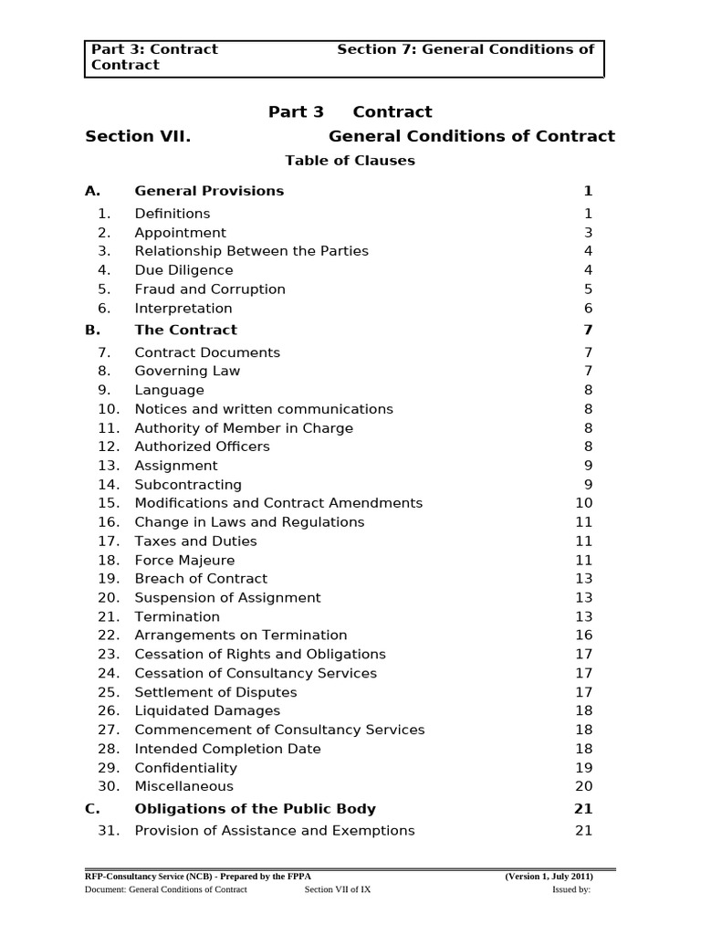 General Conditions of Contract Overview | PDF | Assignment (Law ...