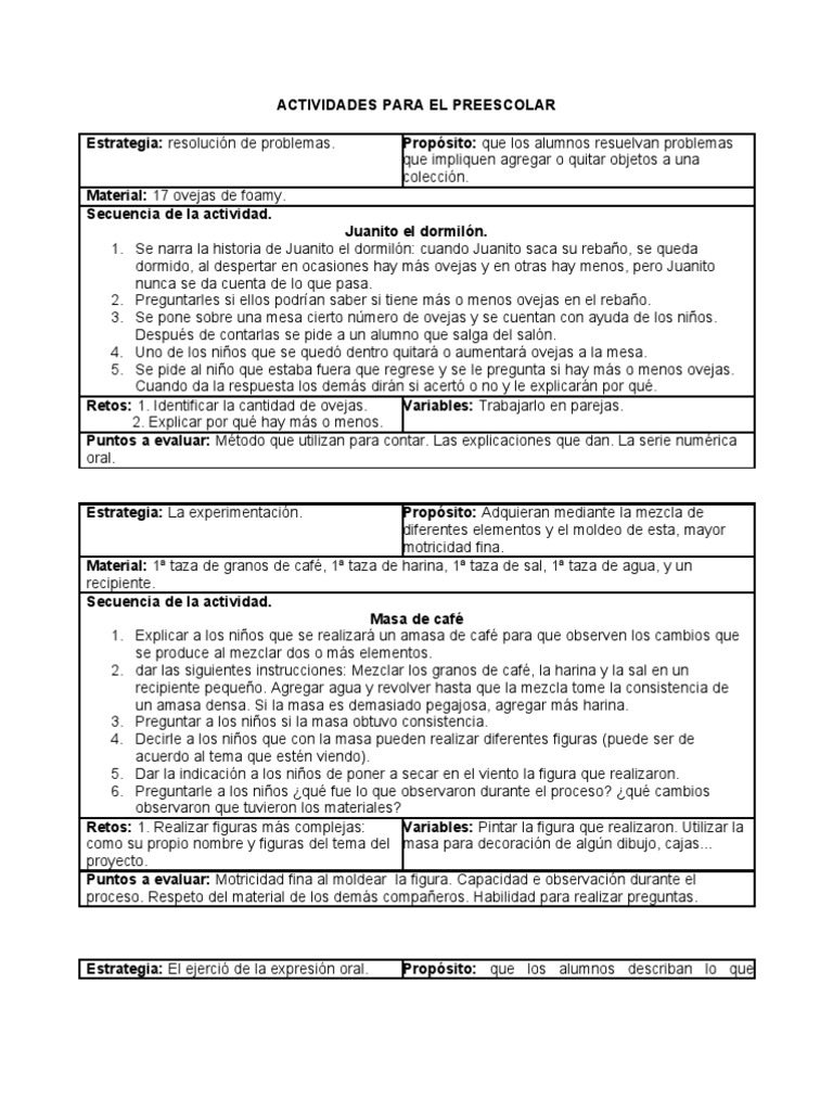 Actividades para El Preescolar | PDF | Artes del Lenguaje y Comunicación