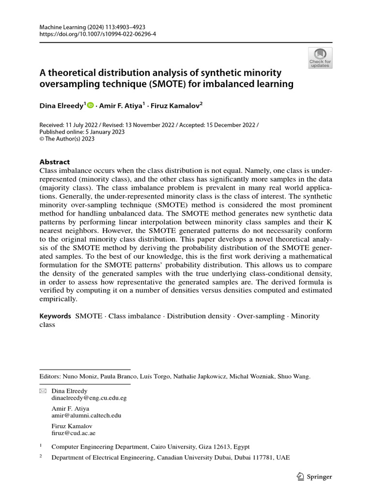 SMOTE Probability Distribution Analysis | PDF | Sampling (Statistics ...