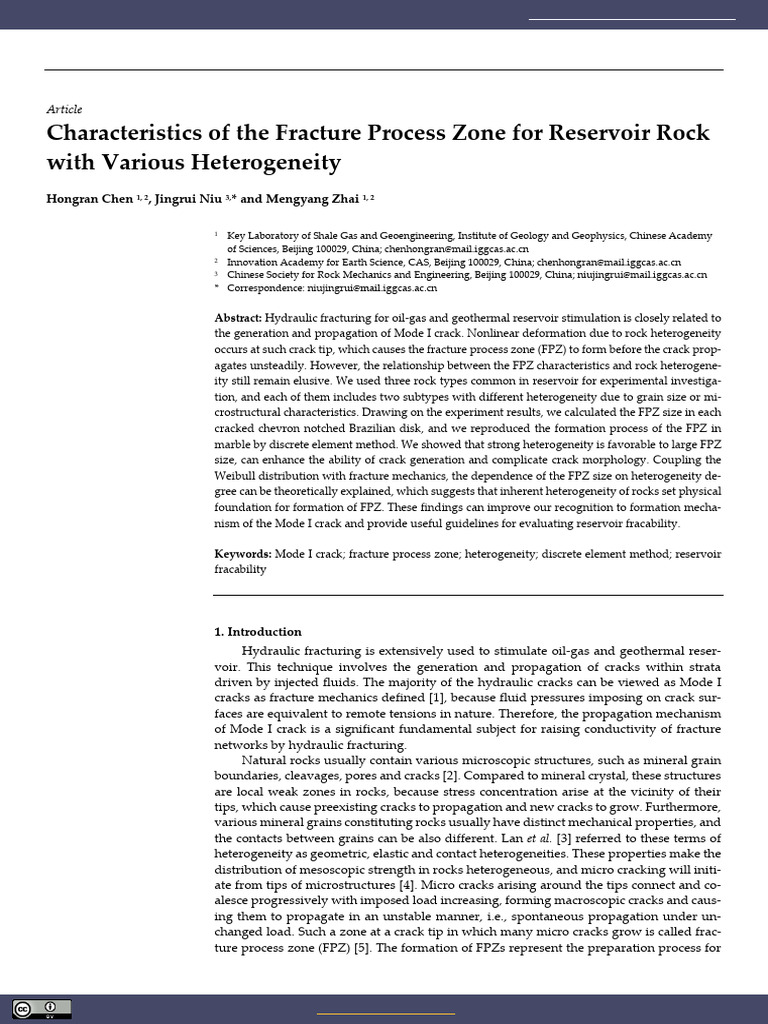 Fracture Process Zone in Heterogeneous Reservoirs | PDF | Fracture ...