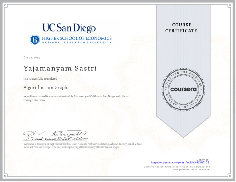 Completion of Algorithms Course on Coursera | PDF