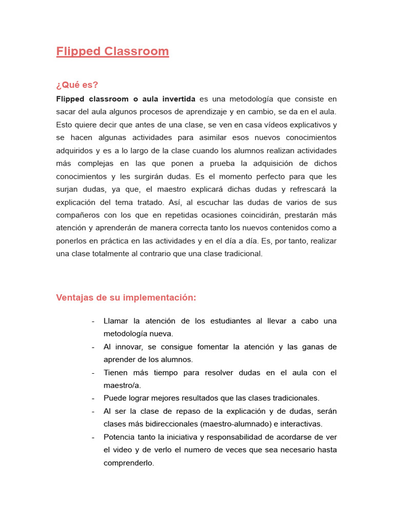 Flipped Classroom | PDF | Aprendizaje | Modificación de comportamiento