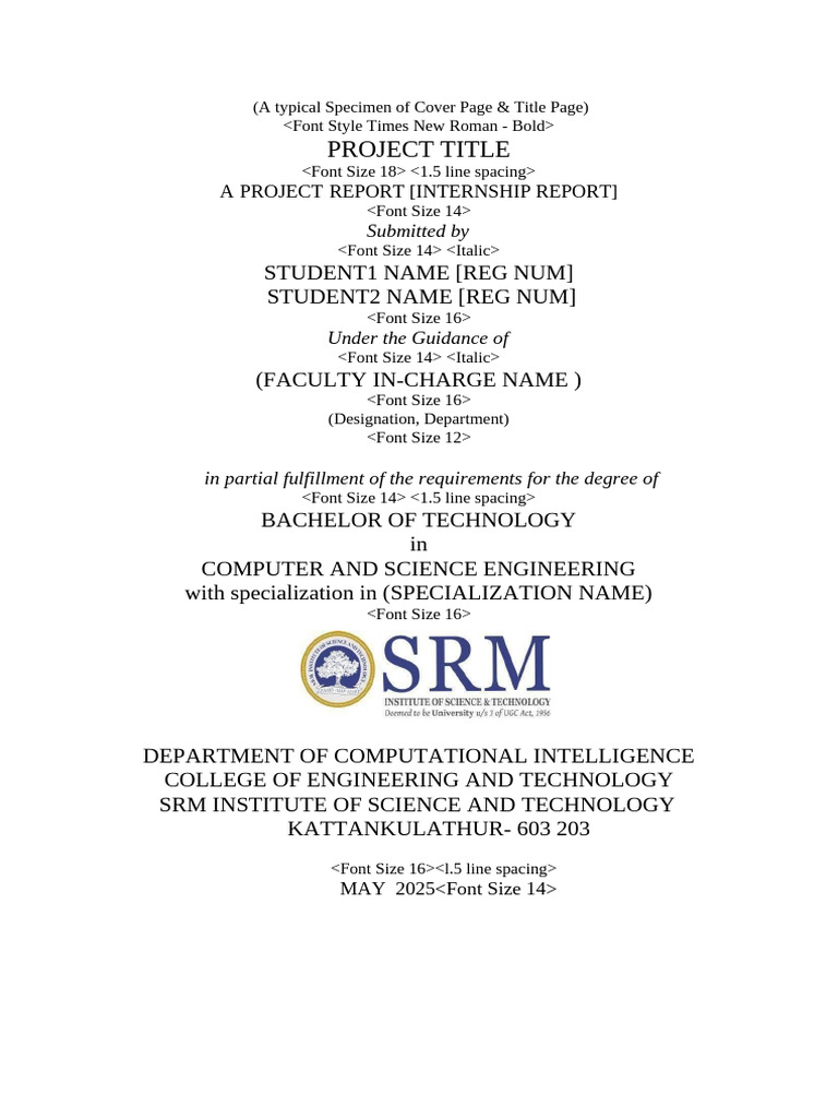 Project Report Template for B.Tech | PDF | Computing