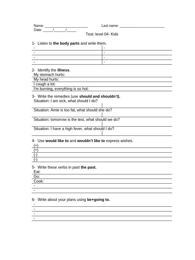 Test 04 (Kids) | PDF