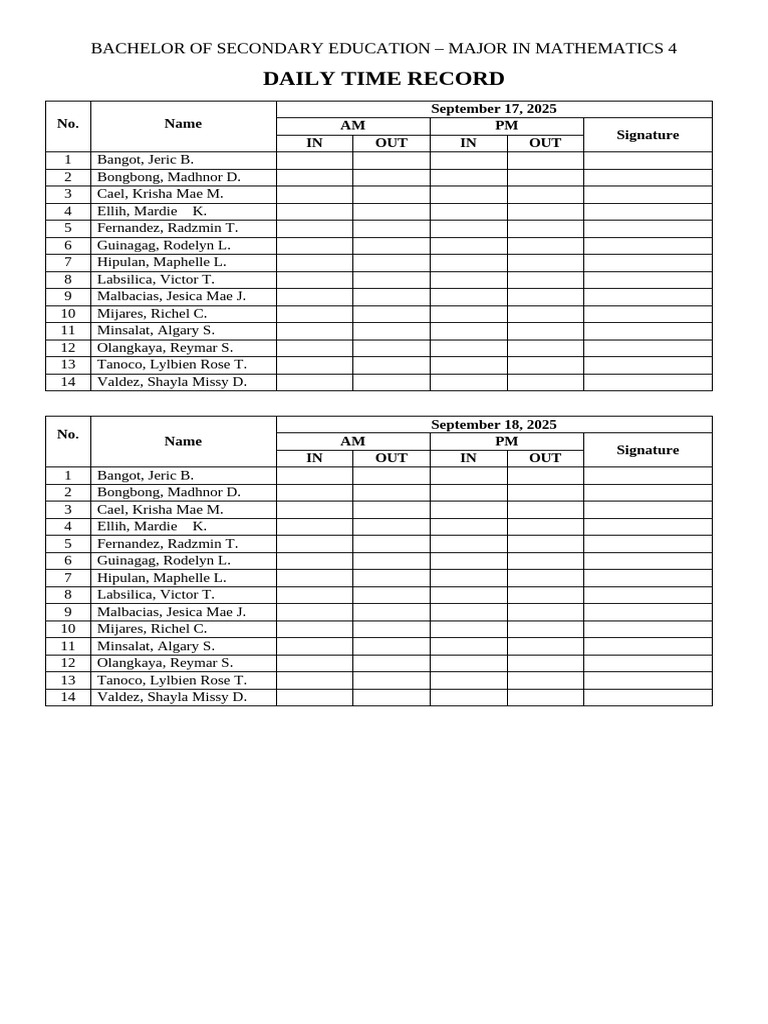 Daily Time Record - 080037 | PDF