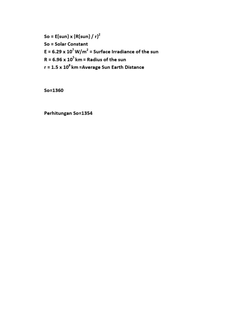 Solar Constant Calculation Formula | PDF | Teaching Methods & Materials ...