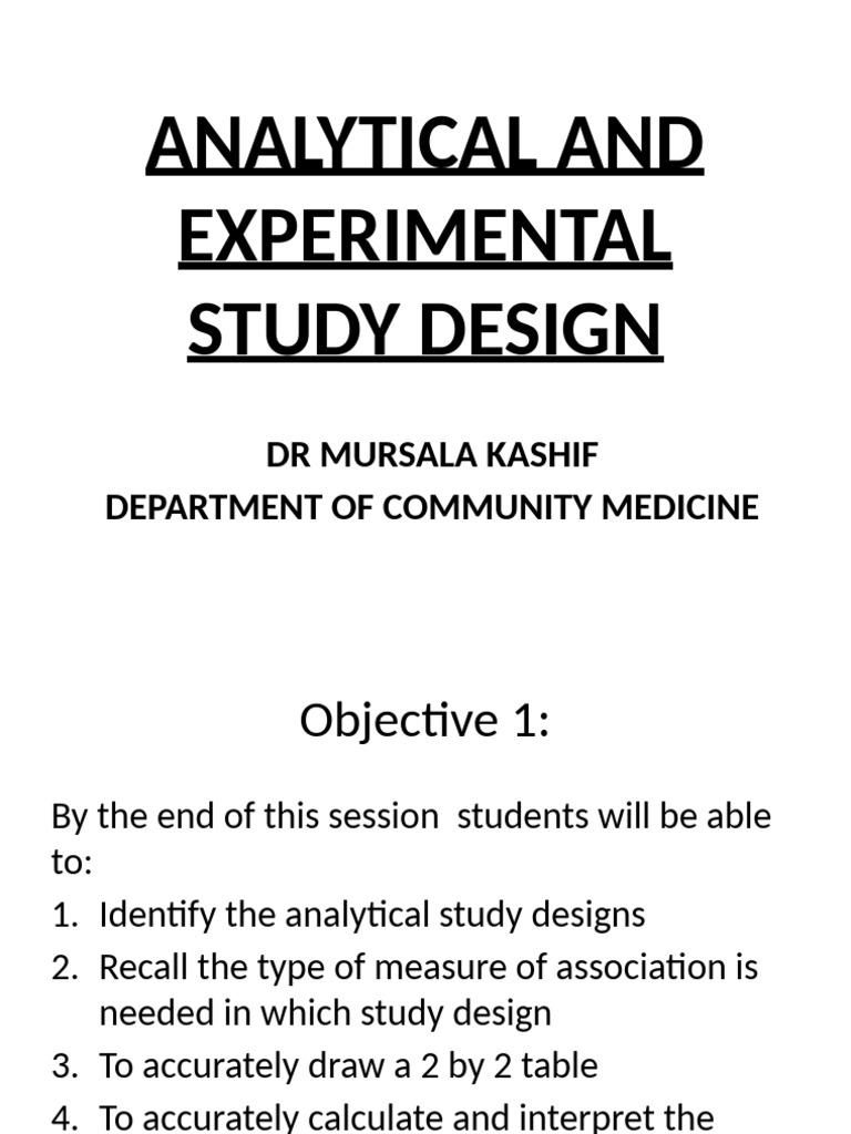 Analytical Study Design Overview | PDF | Cohort Study | Odds Ratio