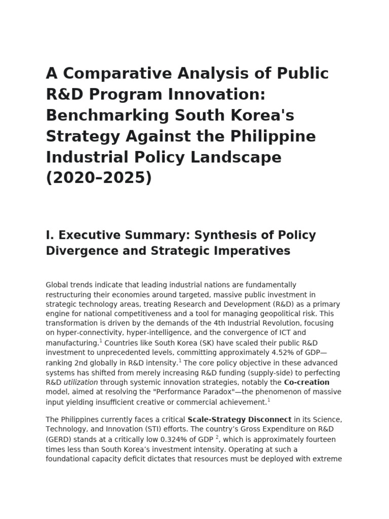 Philippines R&D Policy Comparison | PDF | Research And Development ...