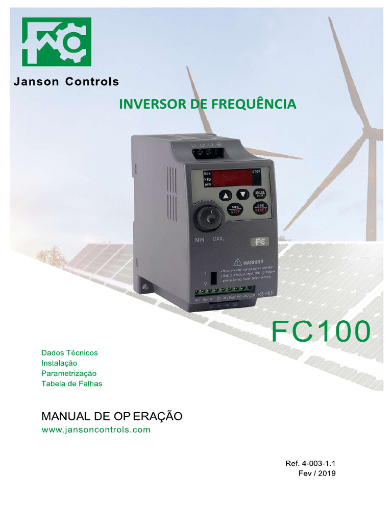 FC100 Manual Book Portuguese Manual de Parametrização Inversor FC-100 | PDF