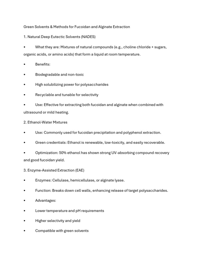 Green Extraction Methods for Fucoidan | PDF