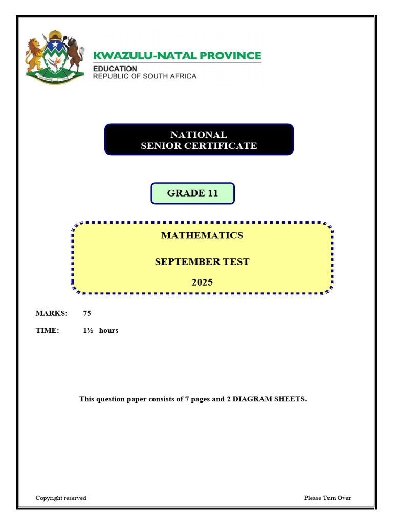 Grade 11 Mathematics September Test 2025 | PDF | Interest