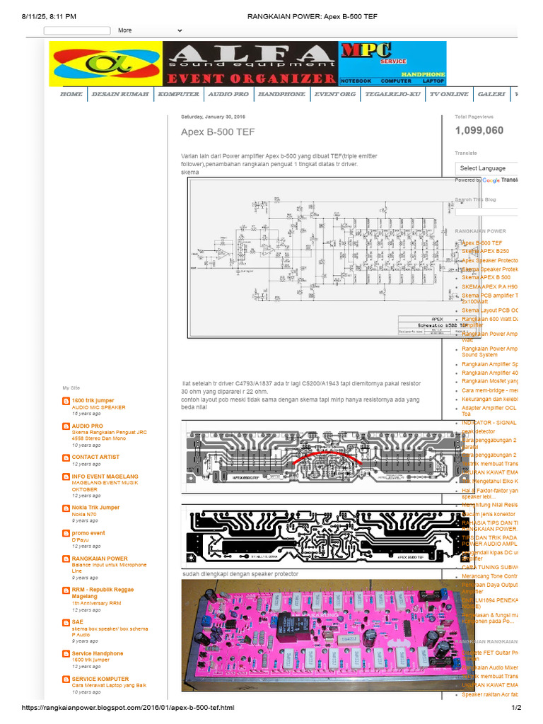Apex B-500 TEF Amplifier Schematic | PDF | Amplifier | Electrical ...