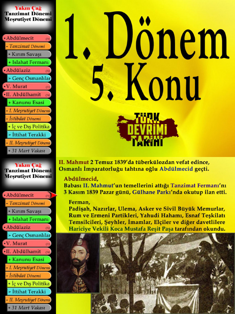 Tanzimat Ve Meşrutiyet Dönemi | PDF