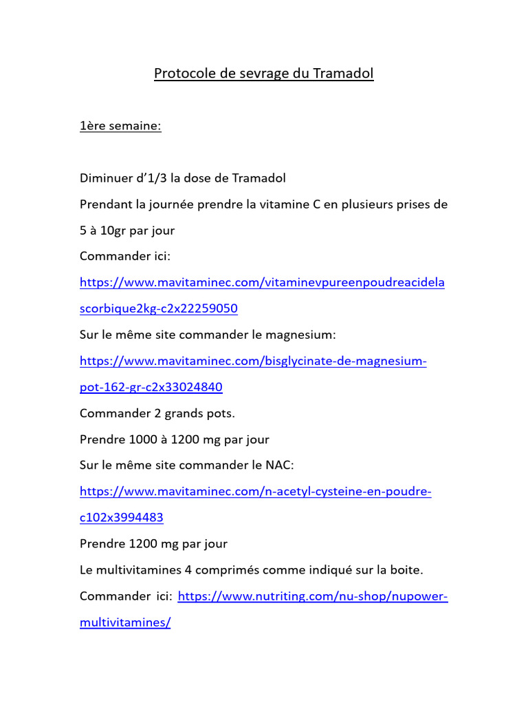 Protocole de sevrage du Tramadol | PDF
