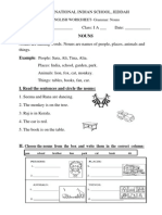 English Worksheets - Class 1 (Nouns, Plurals, Verbs, Adjectives and Punctuation)