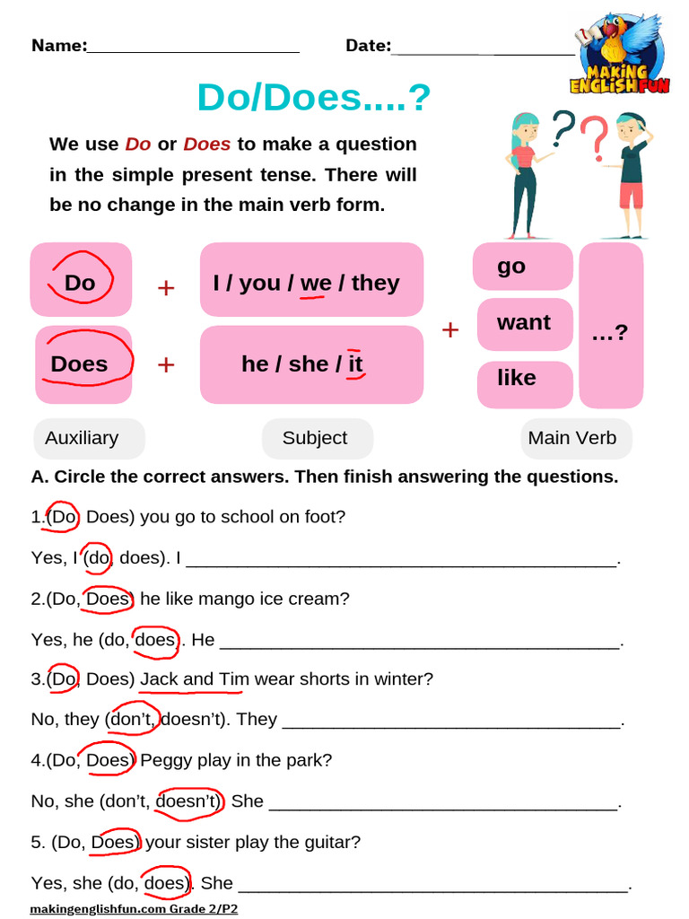 Do vs. Does: Simple Present Exercises | PDF