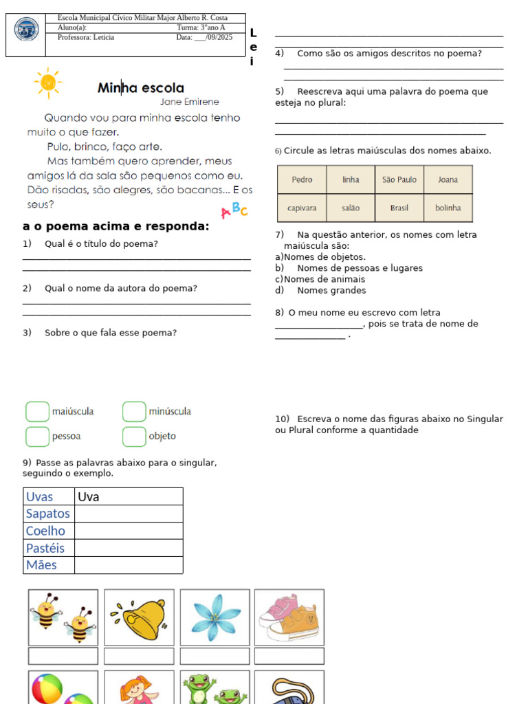 Prova de Portugues 3° Bimestre | PDF | Famílias linguísticas | Linguística