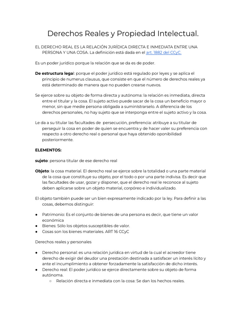 Derechos Reales y Propiedad Intelectual | PDF | Patentar | Propiedad