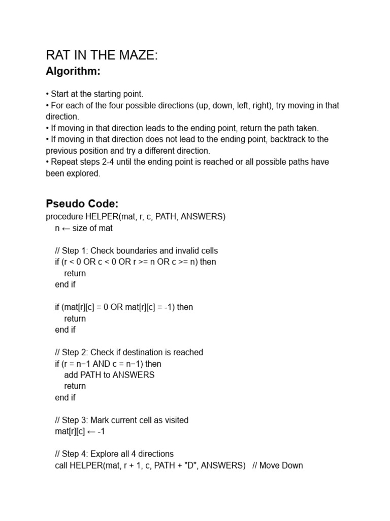 Maze and Backtracking Algorithms | PDF | Permutation | Algorithms