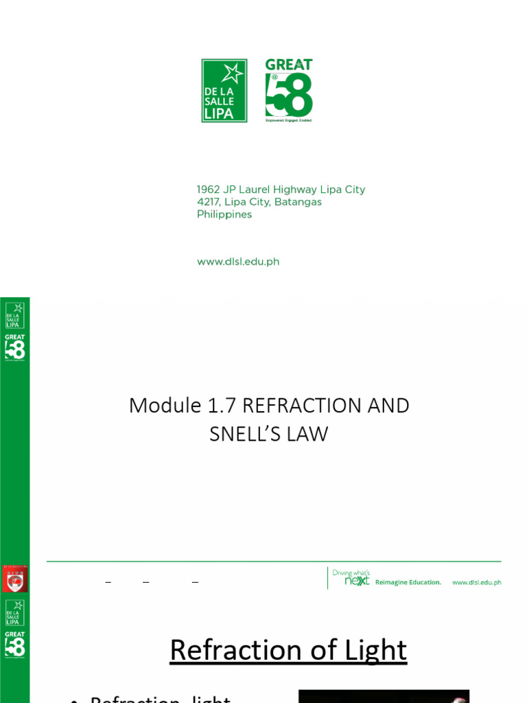 Module 1.7 Refraction and Snell's Law | PDF | Refraction | Refractive Index