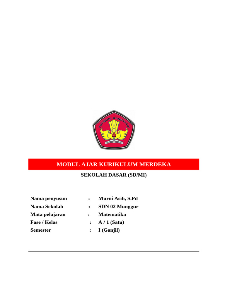 Modul Ajar Matematiks BAB 1 KELAS 1 | PDF