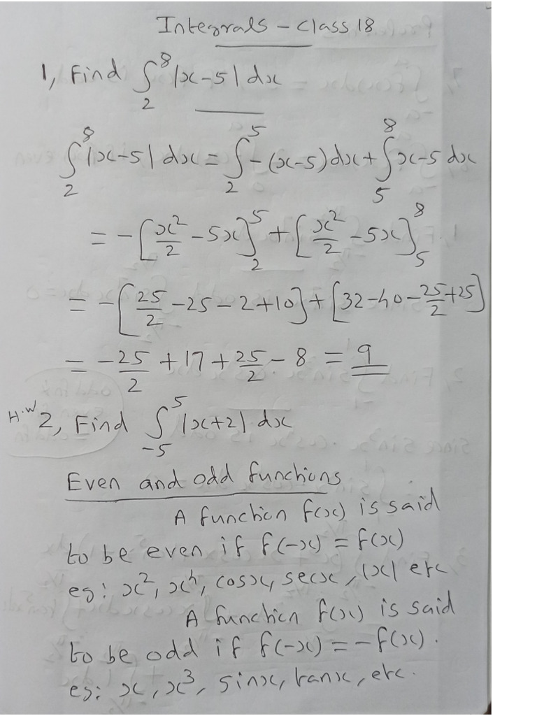 Integrals Class 18 PDF | PDF