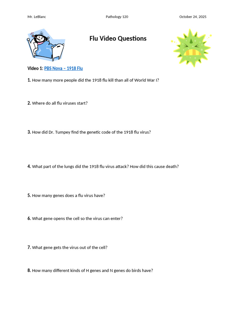 Nova 1918 Flu Video Questions | PDF