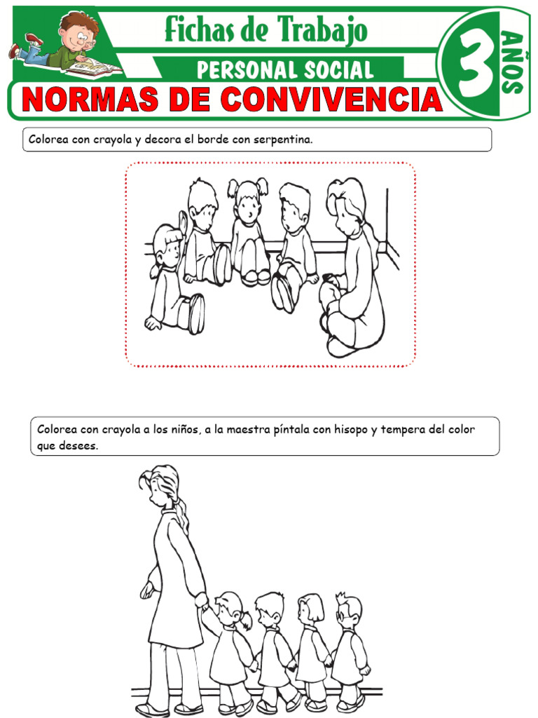 Normas de Convivencia para Colorear | PDF
