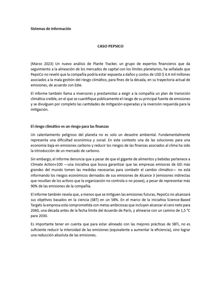 Riesgos climáticos en PepsiCo 2023 | PDF | Pepsi Co | Economias