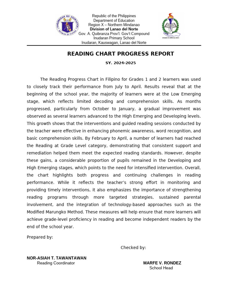 Inudaran Primary School Reading Report | PDF | Reading Comprehension ...