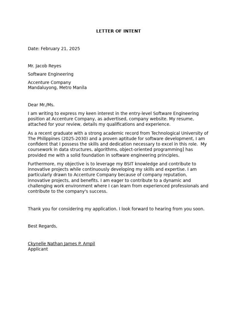 Letter of Intent Final 1 | PDF