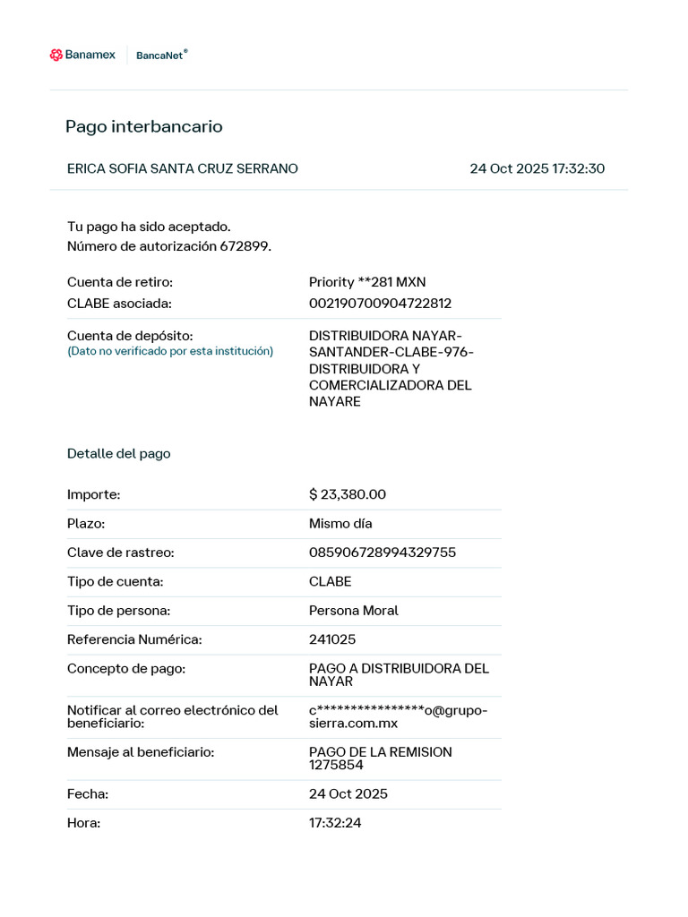Confirmación de Pago Interbancario | PDF