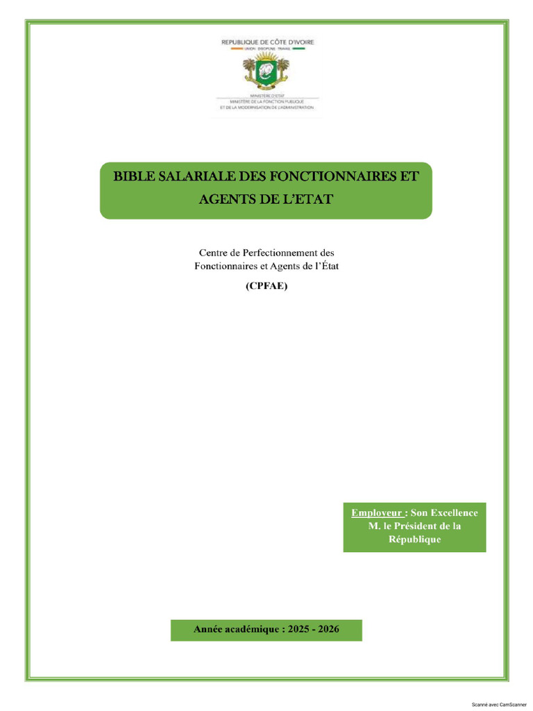 Bible Salariale Des Fonctionnaires Et Agents de L'etat PDF | PDF