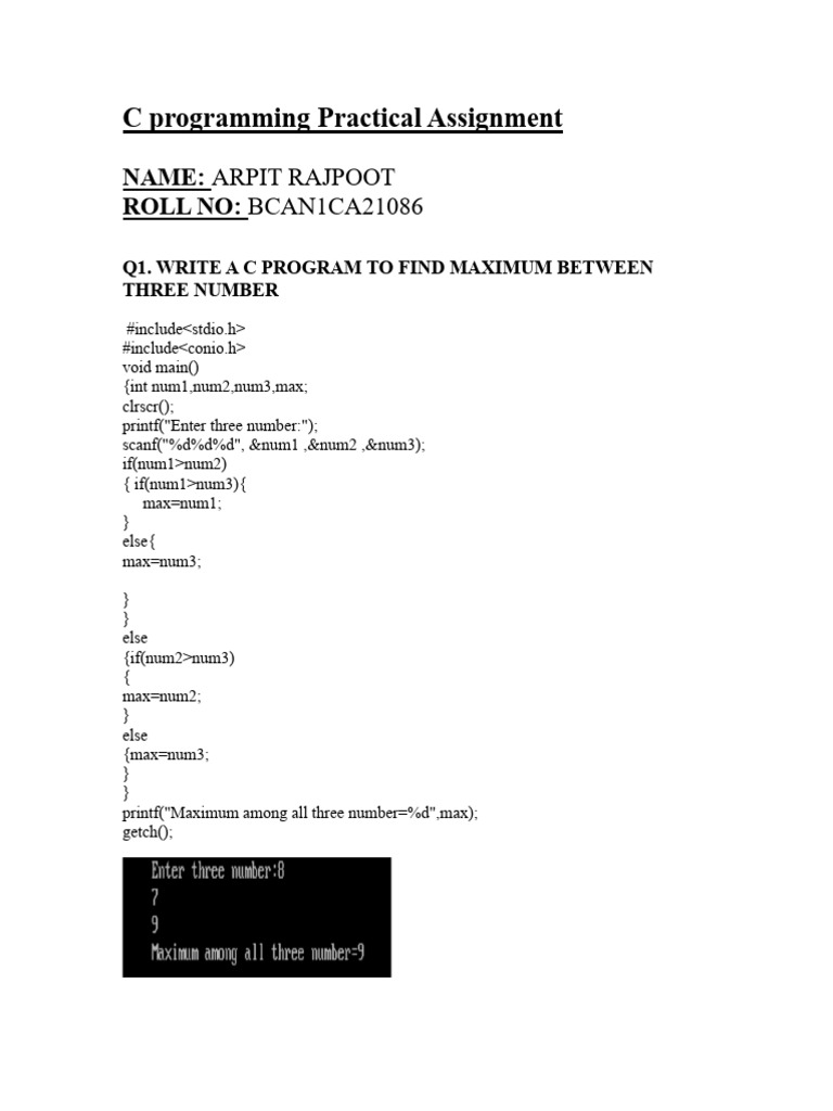C Programming Practical Assignments | PDF | Pointer (Computer ...
