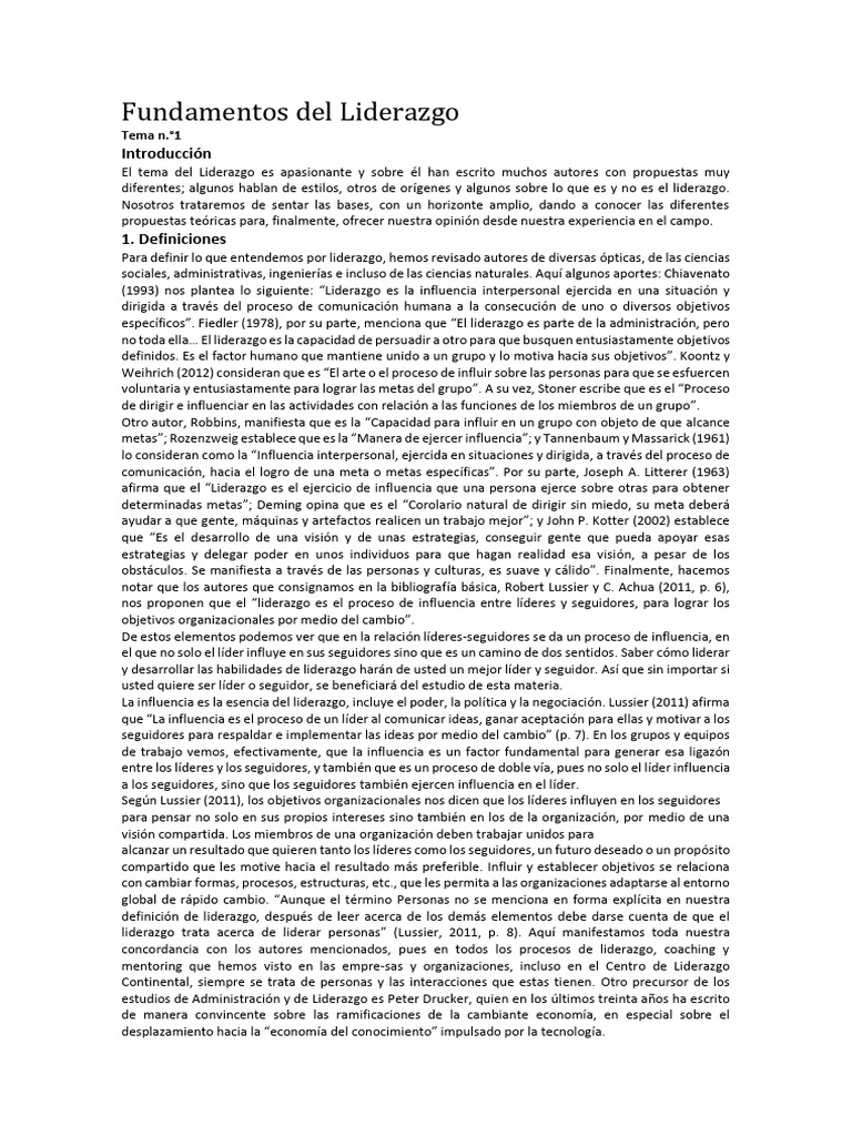 Fundamentos del Liderazgo y su Influencia | PDF | Liderazgo | Las emociones