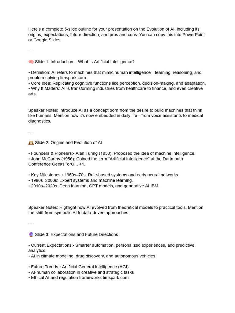 Complete AI Presentation Outline | PDF | Artificial Intelligence ...